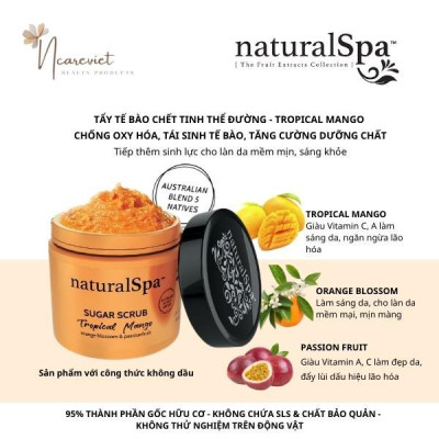 Tẩy tế bào chết tinh thể đường giúp tái sinh tế bào, sáng khỏe làn da - naturalSpa Tropical Mango Sugar Scrub 500gr