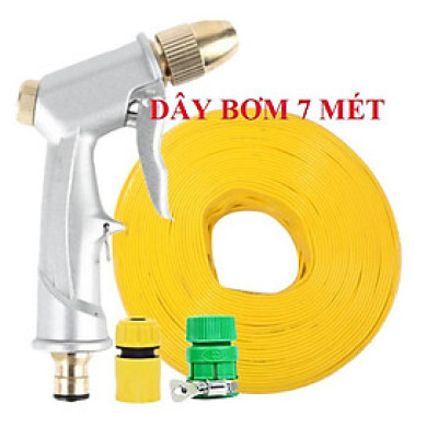 ️ Bộ dây vòi xịt nước rửa xe, tưới cây , tăng áp 3 lần, loại 7m, 10m 206701 đầu đồng,cút,+ mở chai