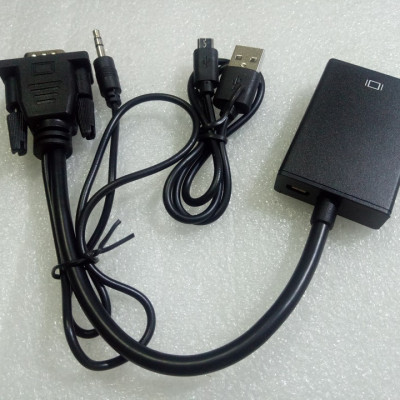 Bộ cáp chuyển đổi tín hiệu từ cổng VGA sang HDMI có âm thanh kèm theo cáp Micro USB - Hàng chính hãng