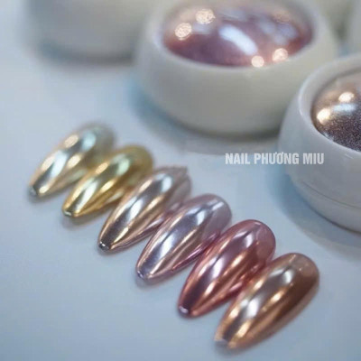 Set 6 Hũ Tráng Gương Mạ Crôm (Kèm Cọ Chà) Tạo Hiệu Ứng Gương Ánh Kim 3D Cực Quang Làm Nail