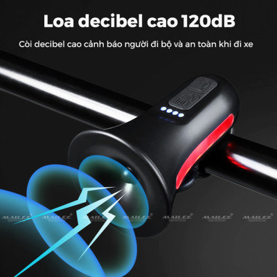 Còi Xe Đạp Âm Lượng Cao 120db HYD-074S có dây nhấn USB, Có Đèn cảnh báo, 5 Chế Độ Âm Thanh, Sạc điện USB Cho Xe Đạp MTB/ đường trường - Mai Lee