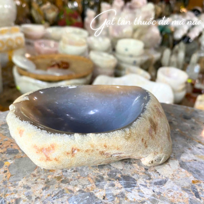 Gạt tàn thuốc đá mã não NHASAN GTT02 Sang Trọng & Độc Đáo nặng 500gr (KT: 9 x 12cm)