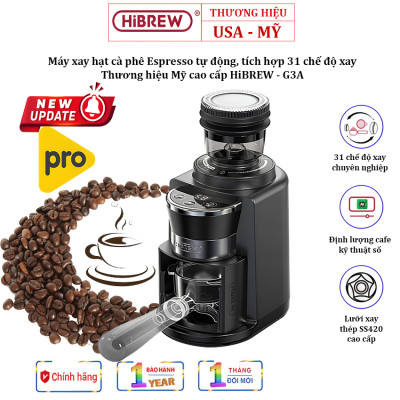 Máy Xay Hạt Cà Phê Espresso HiBREW G3A Tự Động Chống Vón Cục Tĩnh Điện, Tích Hợp 31 Chế Độ Xay - Thương Hiệu Mỹ Cao Cấp, Hàng Chính Hãng