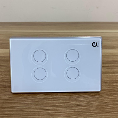 Công tắc cảm ứng thông minh Evismart, mặt kính cường lực viền nhôm, 4 nút bấm, màu trắng hoặc đen, sử dụng sóng zigbee, điều khiển từ xa qua app Tuya - Màu Trắng