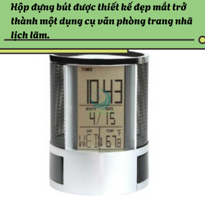 HỘP CẮM BÚT ĐA NĂNG KÈM ĐỒNG HỒ ĐIỆN TỬ HỘP BÚT ĐA NĂNG 3 TRONG 1 – ĐỒNG HỒ, LỊCH & NGĂN ĐỰNG TIỆN LỢI
