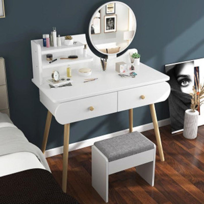 Bàn trang điểm kèm gương Led, Bàn phấn có kệ và ngăn kéo tiện dụng