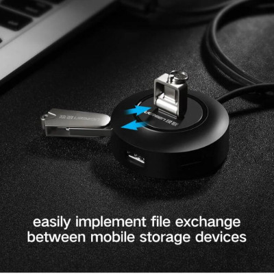 Ugreen UG40962CR106TK 0.5M Màu Đen Bộ chuyển đổi TYPE C sang 4 USB 2.0 + nguồn MICRO USB hỗ trợ OTG TYPE C - HÀNG CHÍNH HÃNG