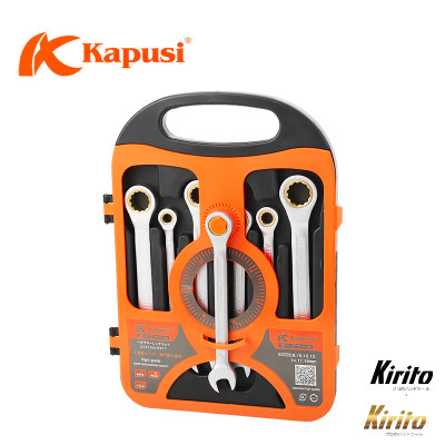 Bộ cờ lê vòng miệng tự động đảo chiều hãng KAPUSI TOOLS Nhật Bản 7 chi tiết mã k7732