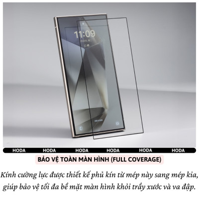 Kính cường lực Full viền màn hình cho Samsung Galaxy S24 Ultra / S25 Ultra hiệu Hoda 0.21mm - Kính Chống Xước 9H, Chống Nổ, Bảo Vệ Toàn Màn Hình iPhone, Nano Chống Bẩn, Trong Suốt Crystal Clear, Tăng Cường Gấp Đôi, Bảo Vệ Loa Tai Nghe, - Hàng nhập khẩu