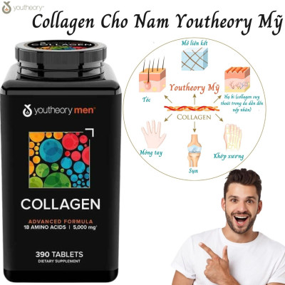 Collagen Cho Nam Youtheory Mỹ Chứa Collagen, Vitamin C, Biotin… Tạo Sức Khỏe Từ Bên Trong Cho Da, Tóc, Móng, Sụn, Gân, Dây Chằng, Khớp, Tim Mạch Và Tăng Hệ Miễn Dịch - QuaTangMe Extaste