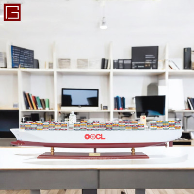 Mô Hình Thuyền Gỗ Phong Thủy Gia Nhiên, Thuyền Container Gỗ OOCL GERMANY, Dài 100cm, Cao Cấp Loại 1