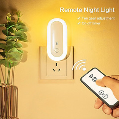 Đèn Ngủ Oval, Đèn Ngủ Thông Minh - 10 Cấp Độ Sáng - Điều Khiển Từ Xa Qua Remote, Hẹn Giờ