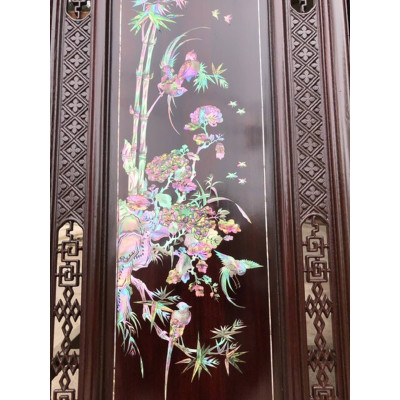 Tranh tứ quý gỗ gụ khảm trai ốc  bốn mùa tùng cúc trúc mai kt 37×107×3cm 