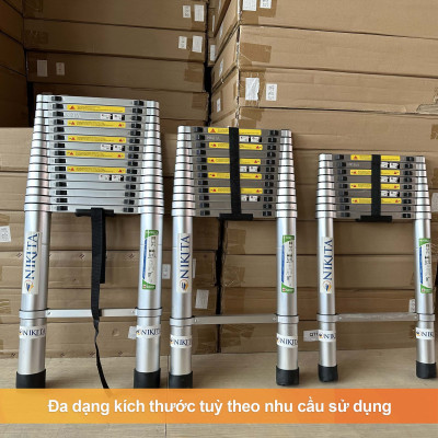 Thang Nhôm Rút Đơn - Đai Bọc Nhôm NIKITA - Nút Khoá Tự Động - Nhôm 6063 chuyên dụng, cứng cáp, chắc chắc, không gỉ