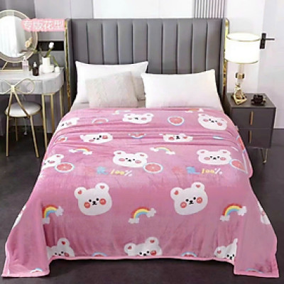 Chăn Lông Tuyết Sữa Hàn Quốc In Hình Siêu Đẹp Siêu Mềm Mịn Kích Thước 2mx2m2 Giao Màu Ngẫu Nhiên