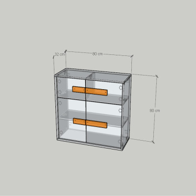 HAPPY FURNITURE , Tủ lưu trữ 4 cửa mở - SPACE, TCM_237 , 80cm x 32cm x 80cm DxRxC