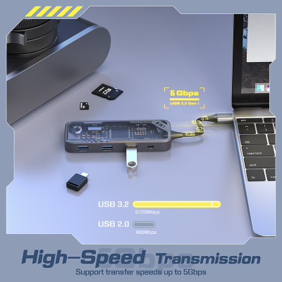 Hub Chuyển Đổi MicroPack EXPAND MDC-N8T 8 Trong 1 Kết Nối Type-C Thiết Kế Lộ Bo Mạch Bên Trong Nhìn Hiện Đại Phong Cách Hàng Chính Hãng