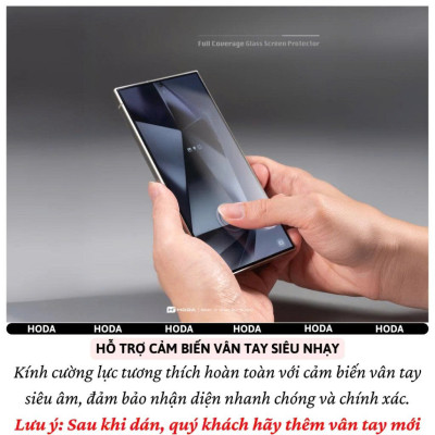 Kính cường Lực Hoda 0.21mm cho Samsung Galaxy S25Ultra / S24 Ultra - Độ trong 4K Full Màn Hình 9H Chống Xước Bẩn Nano - Hàng chính hãng