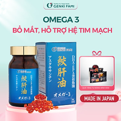 Viên Uống Dầu Gan Cá Mập Omega 3 DHA EPA Hỗ Trợ Bổ Mắt, Bổ Não, Tốt Cho Tim Mạch Genki Fami Nhật Bản Hộp 90 Viên