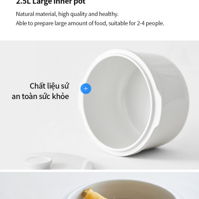 Nồi nấu chậm đa năng Locknlock EJP164IVY - Multi function slow cooker 220V, 50Hz, 350W - Dung tích 2.5L - Hàng chính hãng