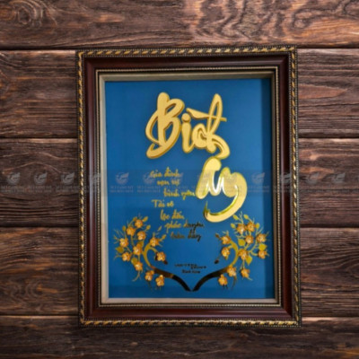 Tranh chữ bình an thư pháp dát vàng 24k(35x55cm) 24k MT Gold Art- Hàng chính hãng, trang trí nhà cửa, phòng làm việc, quà tặng sếp, đối tác, khách hàng, tân gia, khai trương 