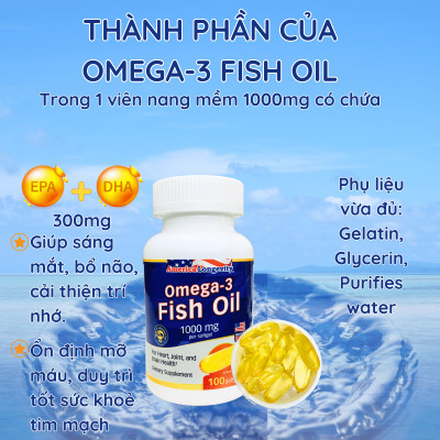Dầu Cá Omega 3 Mỹ Fish Oil Giúp Bổ Mắt, Não, Tim