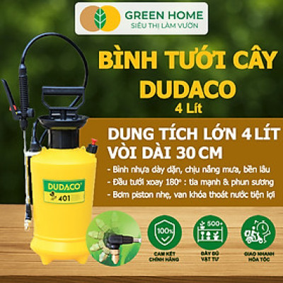 Bình Tưới Cây Dudaco, GreenHome, 4 Lít, Phun Xa 2 Chế Độ, Bơm Nhẹ Tay, Tưới Cây Phun Sương, Bền, Đẹp