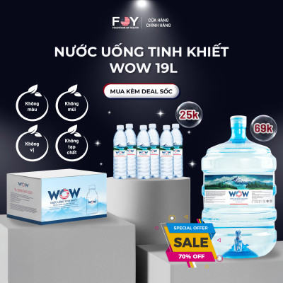 COMBO 2 BÌNH - Nước uống tinh khiết WOW / Nước kiềm đóng bình FOY 19L - 2IN1