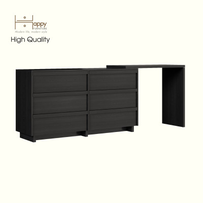 HAPPY FURNITURE , Tủ lưu trữ 6 ngăn kéo kết hợp bàn - VENNI , BAN_114 , 230cm x 45cm x 85cm DxRxC