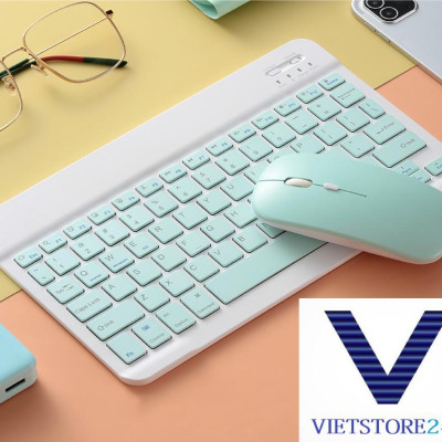 Bàn Phím Và Chuột Bluetooth Mini Siêu Mỏng GOIIOG 030 dùng cho ipad, điện thoại có đa dạng màu sắc cá tính VT (Giao Ngẫu Nhiên) - Hàng chính hãng