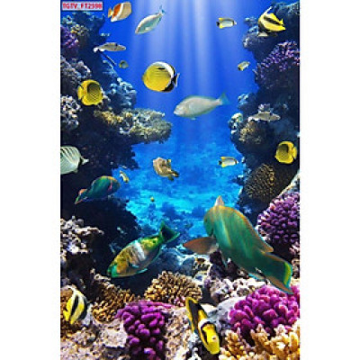 Tranh dán tường 3d đại dương - ép kim sa - có sẵn keo DD101