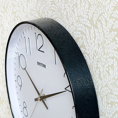 Đồng hồ treo tường Nhật Bản Rhythm CMG601NR02- Kt 30.5 x 4.1cm, 500g Vỏ nhựa. Dùng Pin.