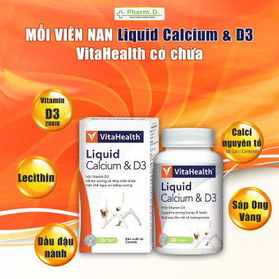 Viên Uống Bổ Sung Canxi Và D3 Giảm Nguy Cơ Loãng Xương VITAHEALTH Liquid Calcium With Vitamin D (30 Viên)