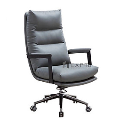 Ghế Giám đốc lưng cao nệm dày CM4486-P Nội thất Capta Ghế xoay văn phòng nệm PU mềm tay ghế thép sơn tĩnh điện màu đen ốp PU chân hợp kim nhôm 