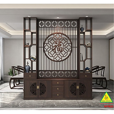 Vách ngăn phòng khách, vách ngăn tủ kệ bằng gỗm bình phong tranh 4VTK21- NỘI THẤT LẮP RÁP VIENDONGADV