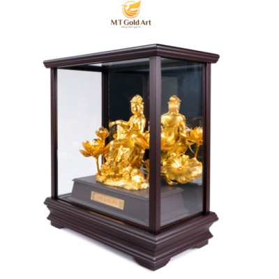 Tượng Phật Bà Quan Âm dát vàng 24k (17x29x34cm) MT Gold Art- Hàng chính hãng, trang trí nhà cửa, phòng làm việc, quà tặng sếp, đối tác, khách hàng, tân gia, khai trương 