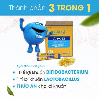 Men vi sinh Bifina Nhật Bản, Loại EX 60 gói - Dành cho người viêm đại tràng, rối loạn tiêu hoá, ruột kích thích