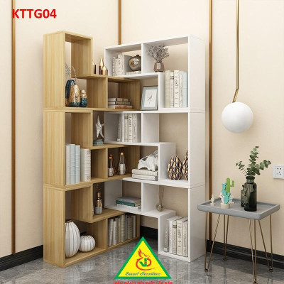 Kệ sách để sàn, kệ sách tự đứng, kệ trang trí KTTG04 ( Bộ gồm 6 kệ L)  - Nội thất lắp ráp Viendong Adv