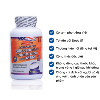 Viên Uống Glucosamine Chondroitin With Msm Giúp Giảm Đau Do Viêm Xương Khớp Hộp 100 Viên