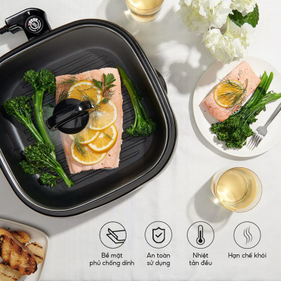 Nồi lẩu điện đa năng, nướng lẩu 2in1 Lebenlang LBTT6288, 1650W, 4l, bảo hành 2 năm - hàng chính hãng