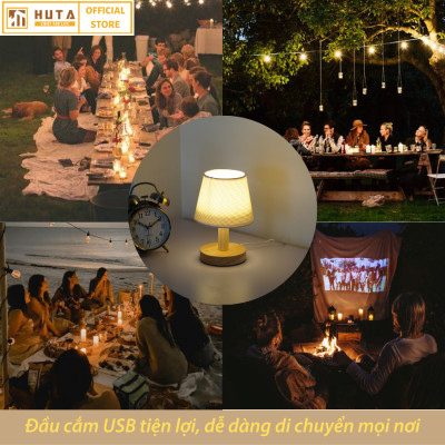 Đèn Ngủ Để Bàn Gỗ HUTA G9 Mini Phong Cách Vintage, Đầu Cắm USB, Decor Trang Trí Phòng Ngủ, Đầu Giường, Dải Led Ánh Sáng Vàng