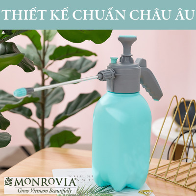 Bình xịt tưới cây MONROVIA 2 lít, bán tự động, phun sương tưới cây cảnh, vòi dài, tặng vòi ngắn, màu xanh, tiêu chuẩn Châu Âu