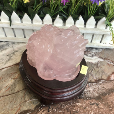 Tượng Cóc Ba Chân, Cóc Ngậm Tiền, Thiềm Thừ phong thủy chiêu tài lộc đá thạch anh hồng - Nặng 1,68 kg