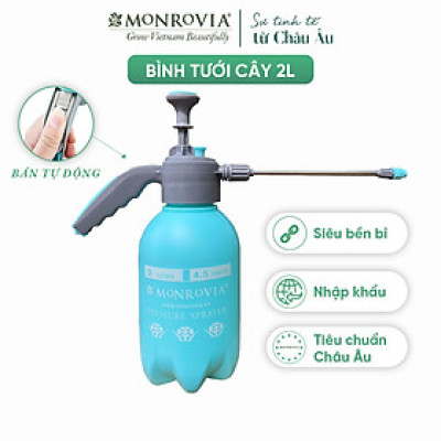 Bình xịt tưới cây MONROVIA 2 lít, bán tự động, phun sương tưới cây cảnh, vòi dài, tặng vòi ngắn, màu xanh, tiêu chuẩn Châu Âu