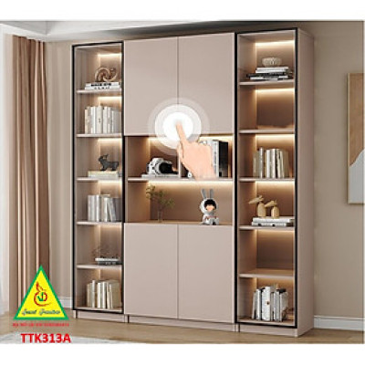 TỦ TRANG TRÍ PHÒNG KHÁCH BẰNG GỖ MDF CÁNH KÍNH TTK313 - NỘI THẤT LẮP RÁP VIENDONGADV