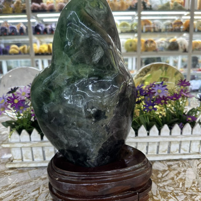 Trụ đá phong thủy trấn thạch đá thạch anh xanh - Nặng 11,9 kg