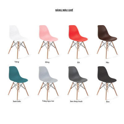 Bộ Bàn Oak-T Vân Gỗ Sồi Chân Gấp Gọn Và Ghế Eames Chân Gỗ IBIE TOOATO12W-EAMSW - Trắng 