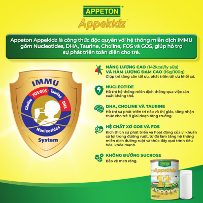 Combo 2 Sữa dinh dưỡng Appeton Appekidz 1+ dành cho trẻ 1-12 tuổi - Lon 900g