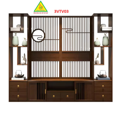 Kệ tivi kiêm vách ngăn phòng khách và nhà bếp 3VTV03 - Nội thất lắp ráp Viễn Đông