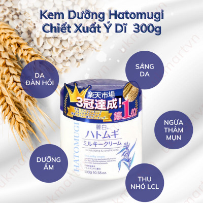 Kem Dưỡng Hatomugi Chiết Xuất Ý Dĩ Làm Sáng Da 300g Moisturizing Conditioning The Milky Cream